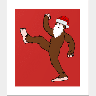 Funny Big Foot Santa Hat Christmas Sasquatch Posters and Art